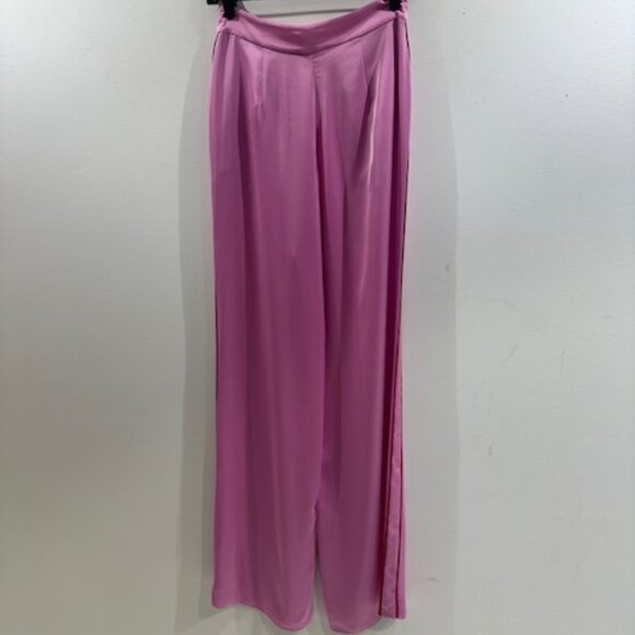 Ramy Brook Silk Pants. Pink Lara Pants With Red Piping - Picture 5 of 5